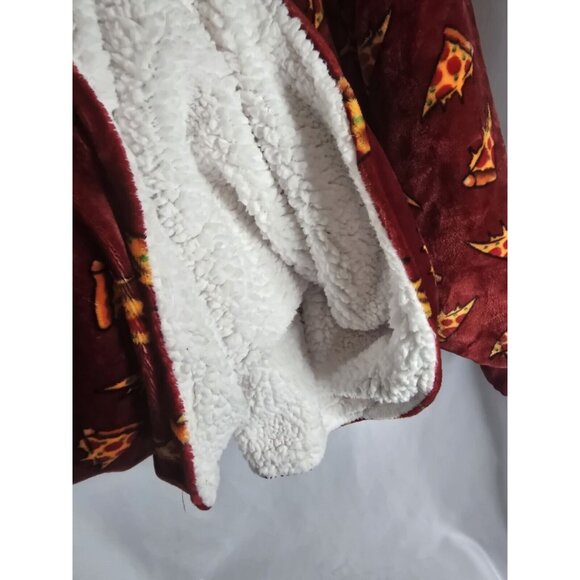 THE OODIE Adult Oversized Hoodie Blanket Fleece Sherpa Pizza Print- ONE SIZE - Picture 7 of 14